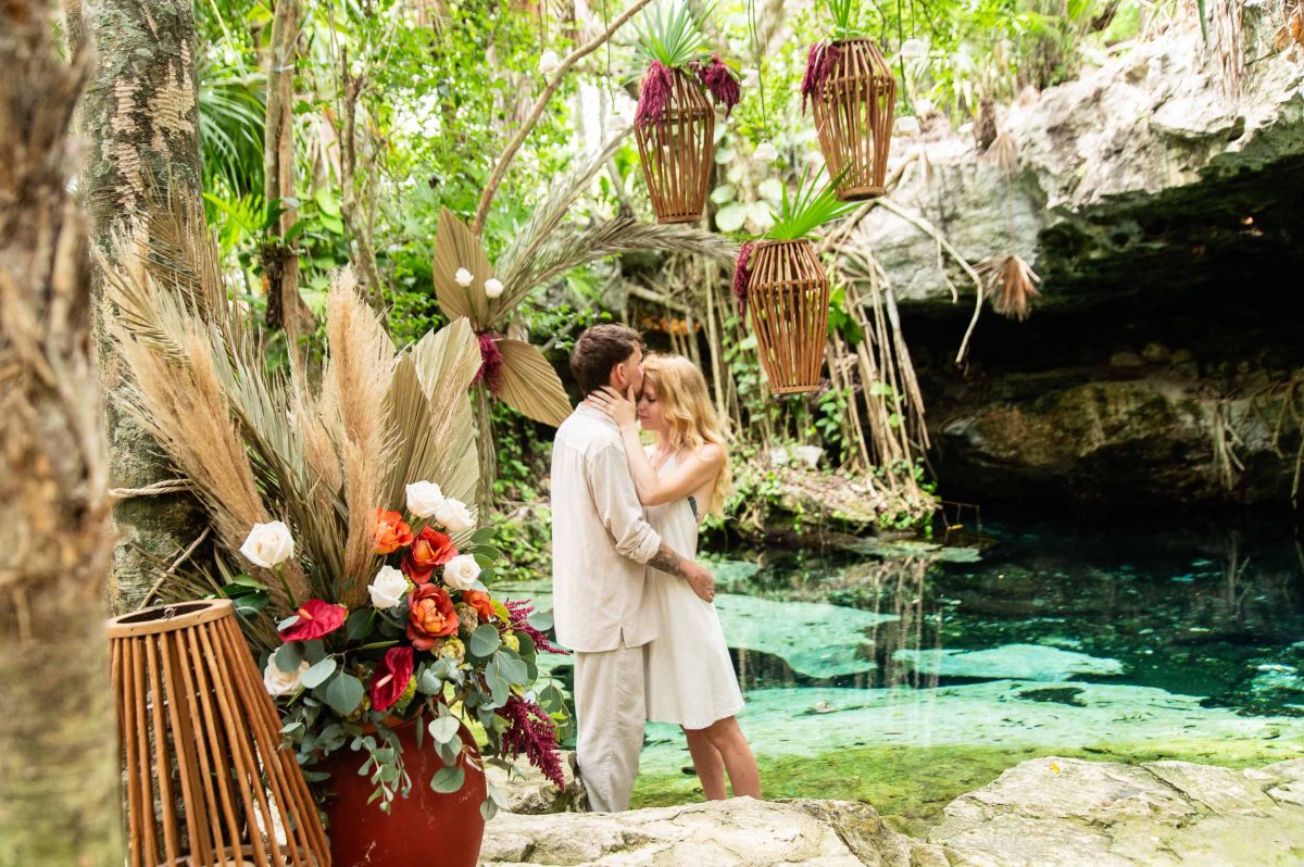 Riviera Maya cenote Wedding with Mayan ceremony at the&nbsp;jungle